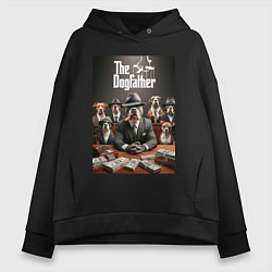 Толстовка оверсайз женская Dog Corleone and his mafia, цвет: черный