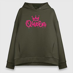 Толстовка оверсайз женская Pink queen, цвет: хаки