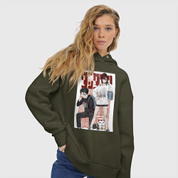 Толстовка оверсайз женская Такакура Момо Аясэ, цвет: хаки — фото 2