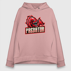 Толстовка оверсайз женская Рыбка хищник, цвет: пыльно-розовый