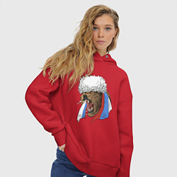 Толстовка оверсайз женская Русский медведь арт, цвет: красный — фото 2