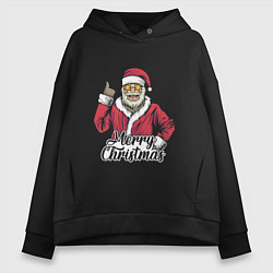 Толстовка оверсайз женская Christmas Santa, цвет: черный