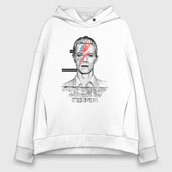 Толстовка оверсайз женская David Bowie police department rochester, цвет: белый