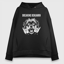 Толстовка оверсайз женская Breaking Benjamin rock dog, цвет: черный