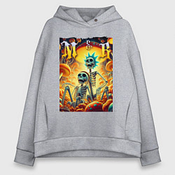 Толстовка оверсайз женская Морти и Рик - скелеты, цвет: меланж