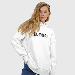 Толстовка оверсайз женская Rapper P Diddy - meme, цвет: белый — фото 2