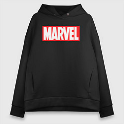Толстовка оверсайз женская Marvel logo, цвет: черный