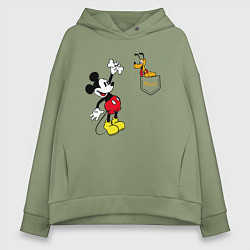 Толстовка оверсайз женская Микки Маус и Плуто, цвет: авокадо