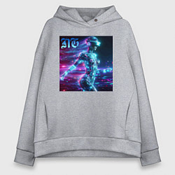 Толстовка оверсайз женская Neon cyber girl - ai art, цвет: меланж