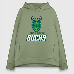 Толстовка оверсайз женская Milwaukee Bucks NBA, цвет: авокадо