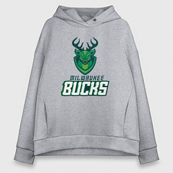 Толстовка оверсайз женская Milwaukee Bucks NBA, цвет: меланж