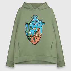 Толстовка оверсайз женская Сердце пустыни, цвет: авокадо