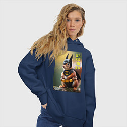 Толстовка оверсайз женская Bat squirrel - oreshnik meme, цвет: тёмно-синий — фото 2