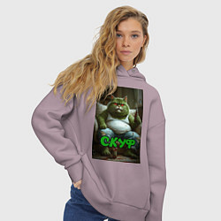 Толстовка оверсайз женская Кот скуф, цвет: сиреневый — фото 2