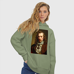 Толстовка оверсайз женская Старинный портрет, цвет: авокадо — фото 2
