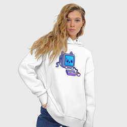 Толстовка оверсайз женская Компьютерный котик, цвет: белый — фото 2