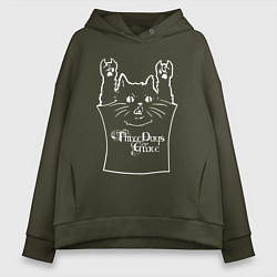 Толстовка оверсайз женская Three Days Grace - cat rock, цвет: хаки