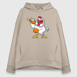 Толстовка оверсайз женская Куриные ножки, цвет: миндальный