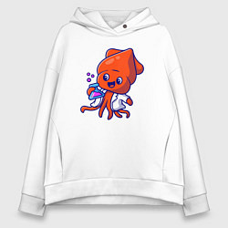 Толстовка оверсайз женская Химик осьминог, цвет: белый