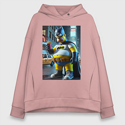 Толстовка оверсайз женская Бэтсимпсон купил в фастфуде картофель фри, цвет: пыльно-розовый