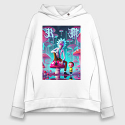 Толстовка оверсайз женская Rick and Morty under the mushrooms, цвет: белый
