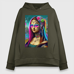 Толстовка оверсайз женская The Gioconda of our days is eclectic, цвет: хаки