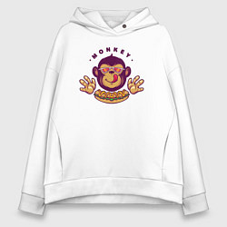 Толстовка оверсайз женская Monkey hot dog, цвет: белый