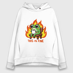 Толстовка оверсайз женская Frog - this is fine, цвет: белый