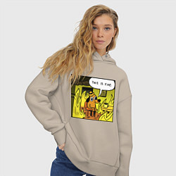 Толстовка оверсайз женская Пес - все в порядке, цвет: миндальный — фото 2