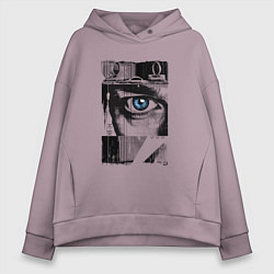 Толстовка оверсайз женская Тревожный взгляд, цвет: сиреневый