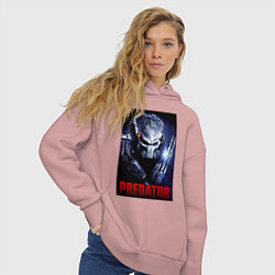Толстовка оверсайз женская Predator in the helmet, цвет: пыльно-розовый — фото 2