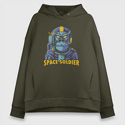 Толстовка оверсайз женская Monkey space soldier, цвет: хаки
