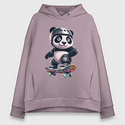 Толстовка оверсайз женская Cool panda on a skateboard - extreme, цвет: сиреневый
