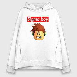 Толстовка оверсайз женская Sigma boy roblox head - мем Роблокс Сигма бой, цвет: белый