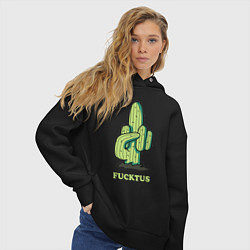 Толстовка оверсайз женская Cactus - fucktus, цвет: черный — фото 2