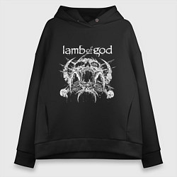Толстовка оверсайз женская Lamb of god - skull, цвет: черный