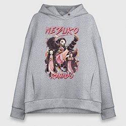 Толстовка оверсайз женская Клинок рассекающий демонов Nezuko Kamado, цвет: меланж