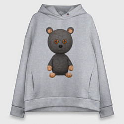 Толстовка оверсайз женская Плюшевый медведь игрушка, цвет: меланж