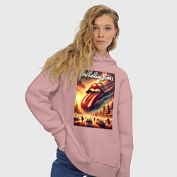 Толстовка оверсайз женская Logo of the Rollings Stones, цвет: пыльно-розовый — фото 2