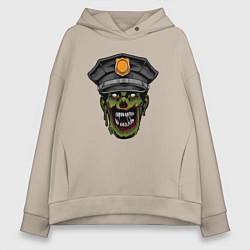 Толстовка оверсайз женская Зомби полицейский, цвет: миндальный