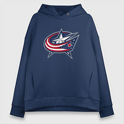 Толстовка оверсайз женская Columbus blue jackets - hockey team - emblem, цвет: тёмно-синий