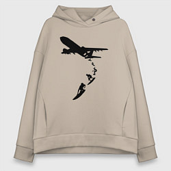 Толстовка оверсайз женская Surfer plane, цвет: миндальный