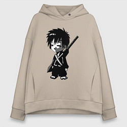 Толстовка оверсайз женская Маленький воин-самурай, цвет: миндальный