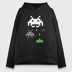 Толстовка оверсайз женская Space invaders, цвет: черный