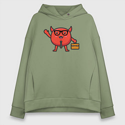 Толстовка оверсайз женская Офисный дьяволёнок, цвет: авокадо