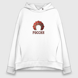 Толстовка оверсайз женская Кокошник: россия, цвет: белый