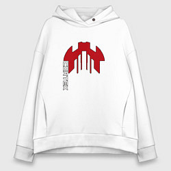 Толстовка оверсайз женская Cortex красный чёрная обводка, цвет: белый