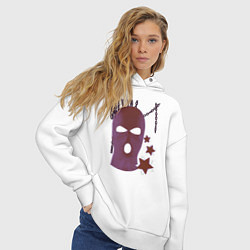 Толстовка оверсайз женская Розовая гранж Y2K балаклава, цвет: белый — фото 2