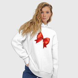 Толстовка оверсайз женская Красный бантик, цвет: белый — фото 2