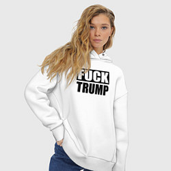 Толстовка оверсайз женская Trump fuck, цвет: белый — фото 2